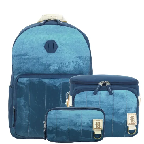 Kit Escolar 1818 by Chenson Azul (Mochila + Lonchera + Lapicera) Juvenil - Modelo 1866199 1