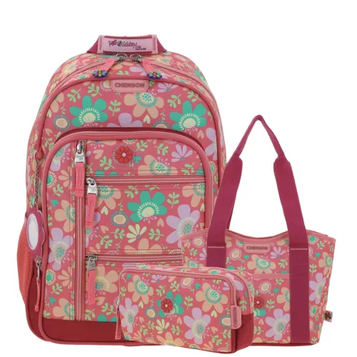 Kit Escolar Happy Girl by Chenson (Mochila + Lonchera + Lapicera) infantil