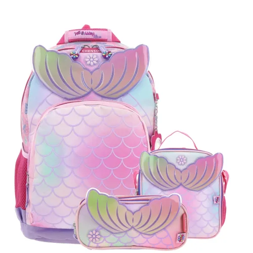 Kit Escolar Happy Girl by Chenson (Mochila + Lonchera + Lapicera) infantil