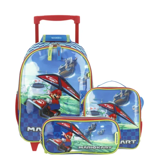 Kit Kinder Chenson Mario Bros: Mochila, Lonchera y Lapicera