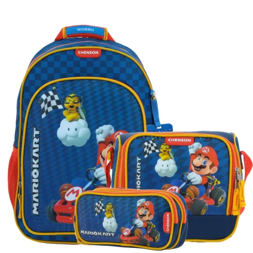 Kit Escolar Mario Bros by Chenson Azul (Mochila + Lonchera + Lapicera) Infantil - Modelo MB66163 1