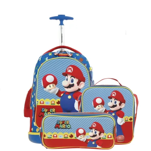 Kit Escolar Mario Bros by Chenson (Mochila + Lonchera + Lapicera) infantil