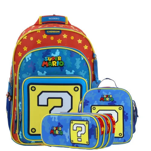 Kit Escolar Mario Bros by Chenson Azul (Mochila + Lonchera + Lapicera) Infantil. - Modelo MB66265 1