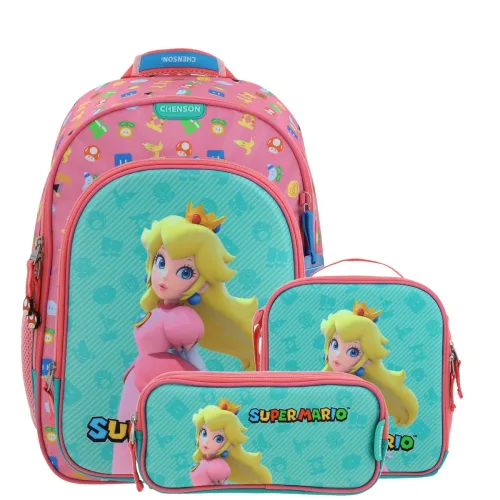Kit Escolar Mario Bros by Chenson (Mochila + Lonchera + Lapicera) infantil