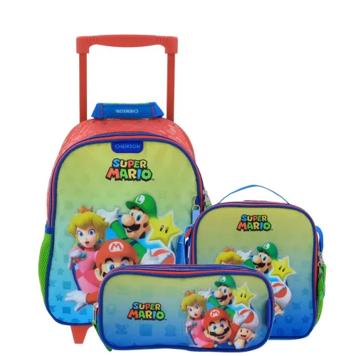Kit Kinder Mario Bros by Chenson (Mochila + Lonchera + Lapicera) infantil