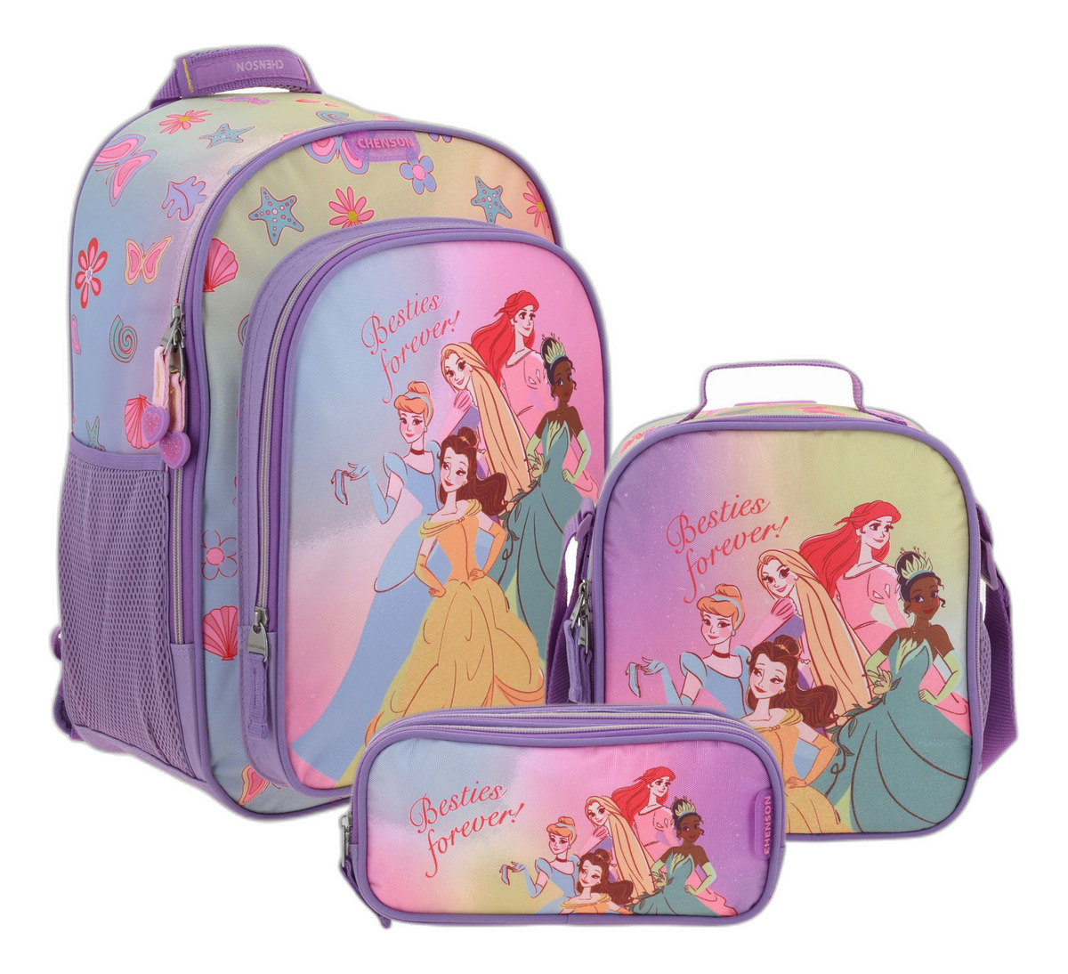 Kit Mochila Lapicera Lonchera Chenson Princesas Princs Primaria Niñas Pr70554-kc3