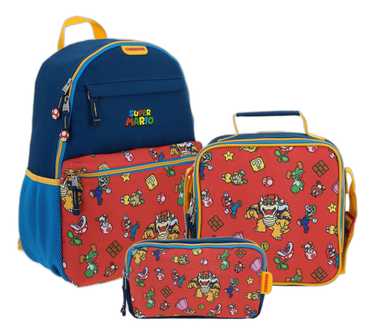 Kit Mochila Lapicera Y Lonchera Chenson Super Mario Palac Color Azul Escolar Ninos Mb70520-kc3