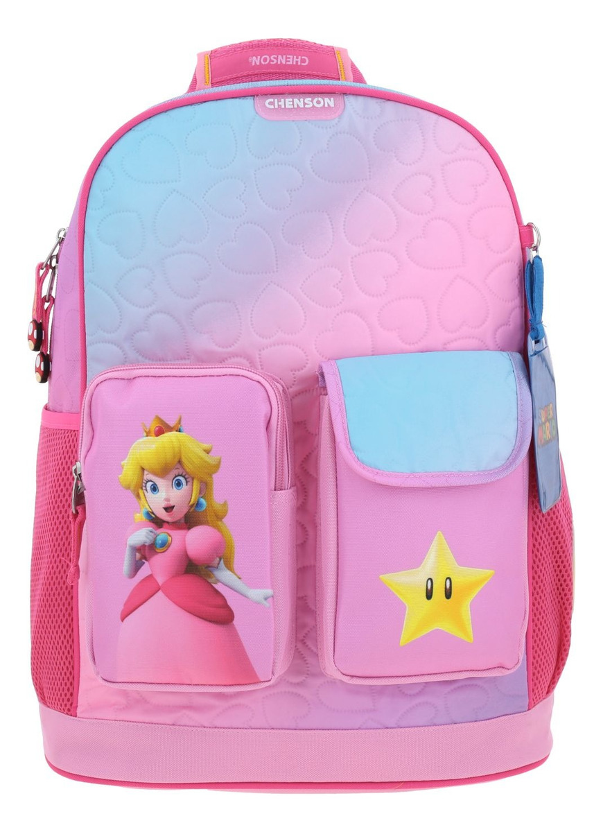 Kit Mochila Lapicera Y Lonchera Chenson Super Mario Peach Kiut Color Rosa Escolar Niñas 2