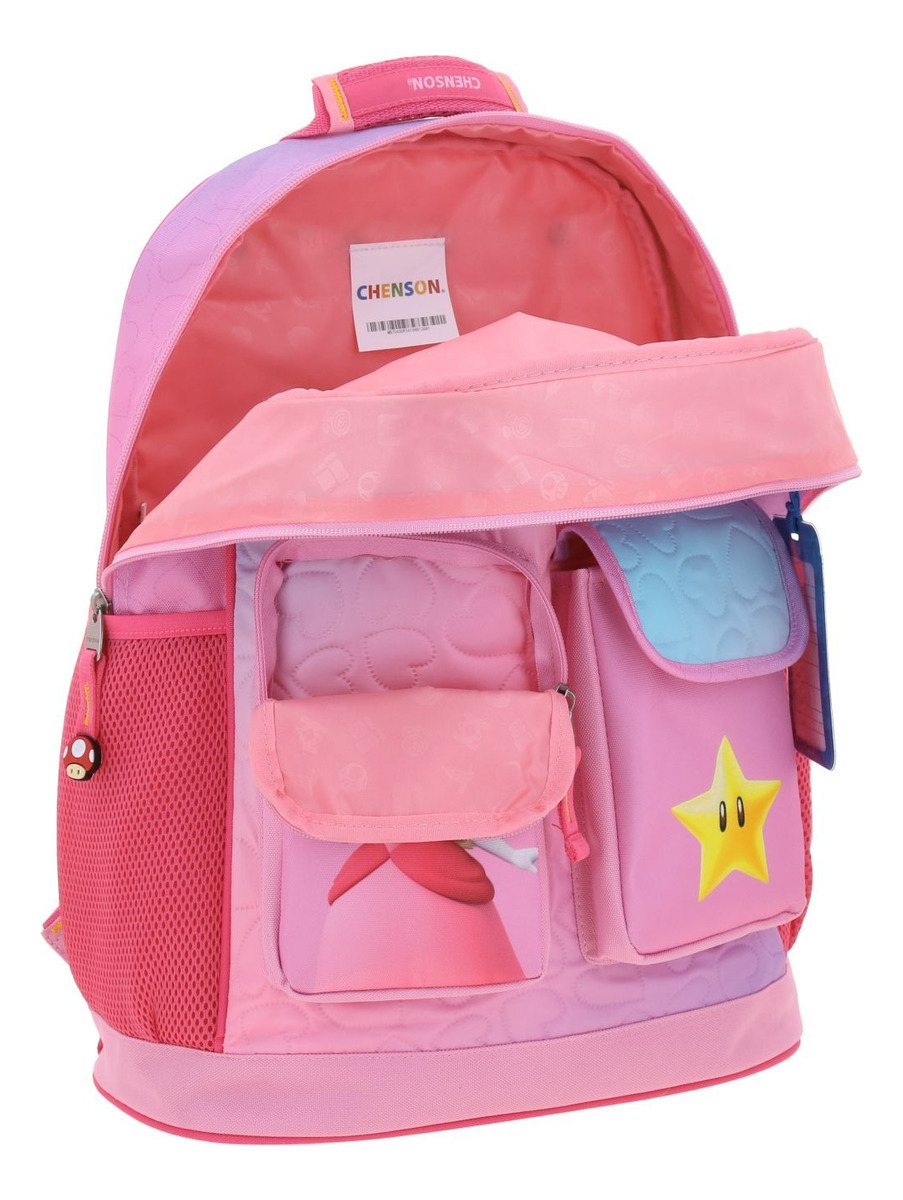 Kit Mochila Lapicera Y Lonchera Chenson Super Mario Peach Kiut Color Rosa Escolar Niñas 4
