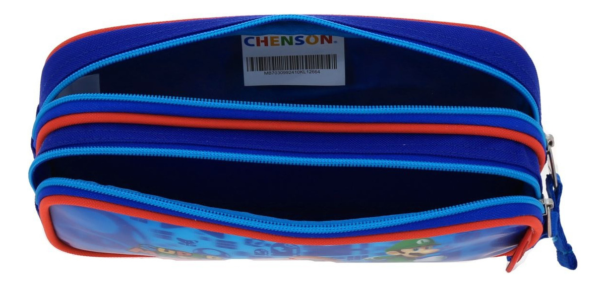 Kit Mochila Lapicera Y Lonchera Escolar Super Mario Esquiep Color Azul Niños - vista 2