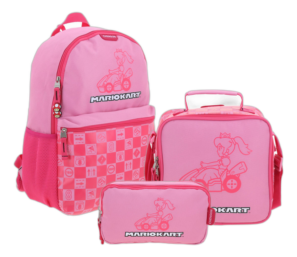 Kit Mochila Lonchera Lapicera Chenson Super Mario Peach Gogo  Rosa