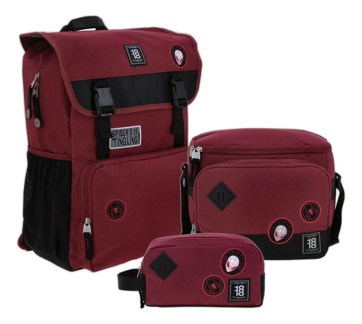 Kit Mochila Lonchera Y Lapicera Chenson Miles Morales Spiderman Escolar Mm70517-kc3