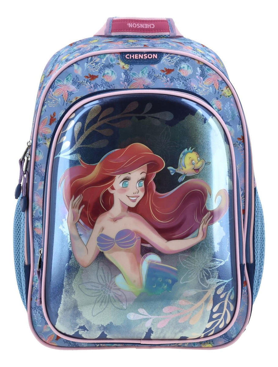 Kit Mochila Lonchera Y Lapicera Chenson Princesas Ariel Color Azul Primaria Pr70152-kc3 2
