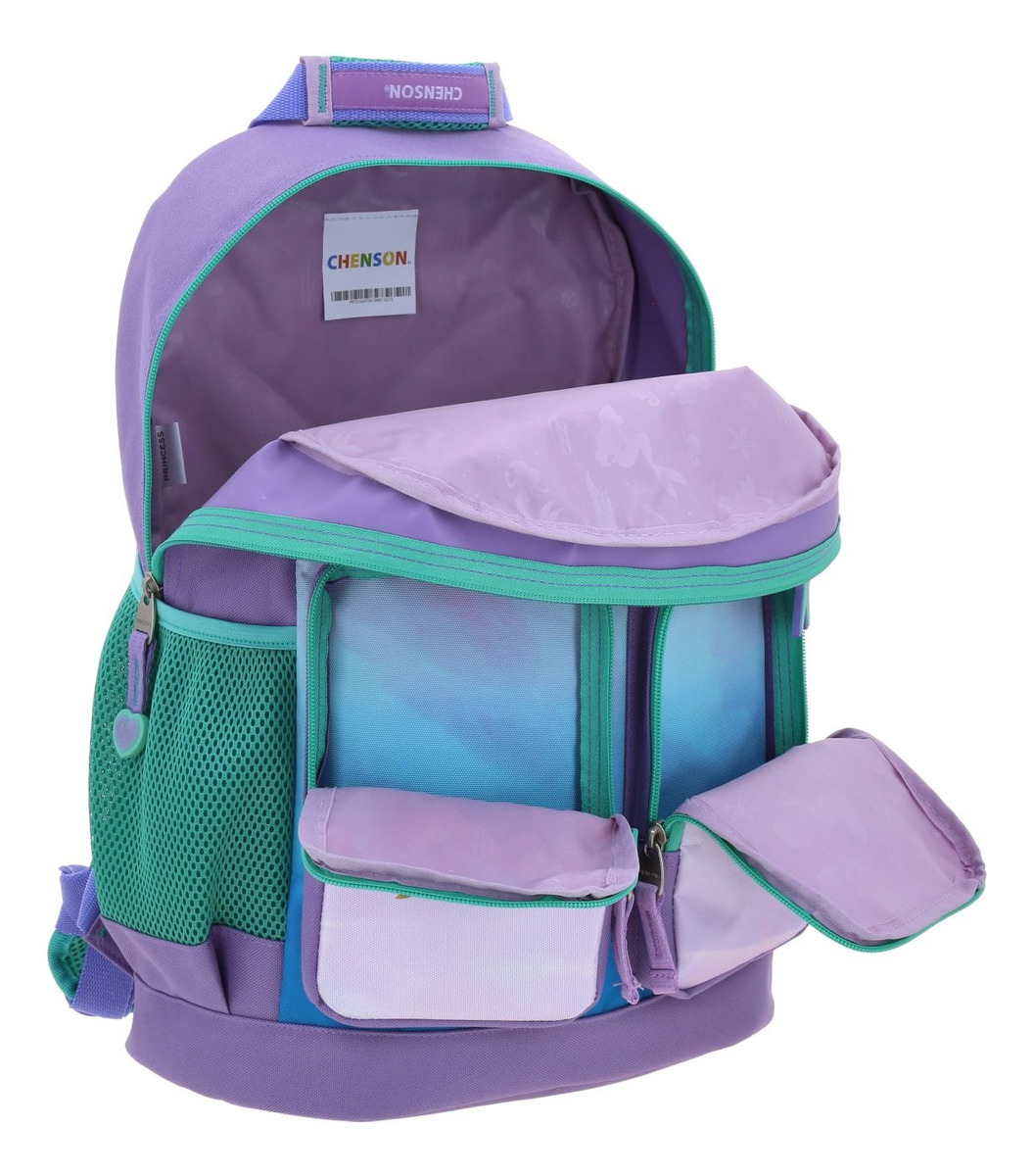 Kit Mochila Lonchera Y Lapicera Chenson Princesas Ariel Escolar Primaria Niñas Pr70266-kc3 Violeta 4