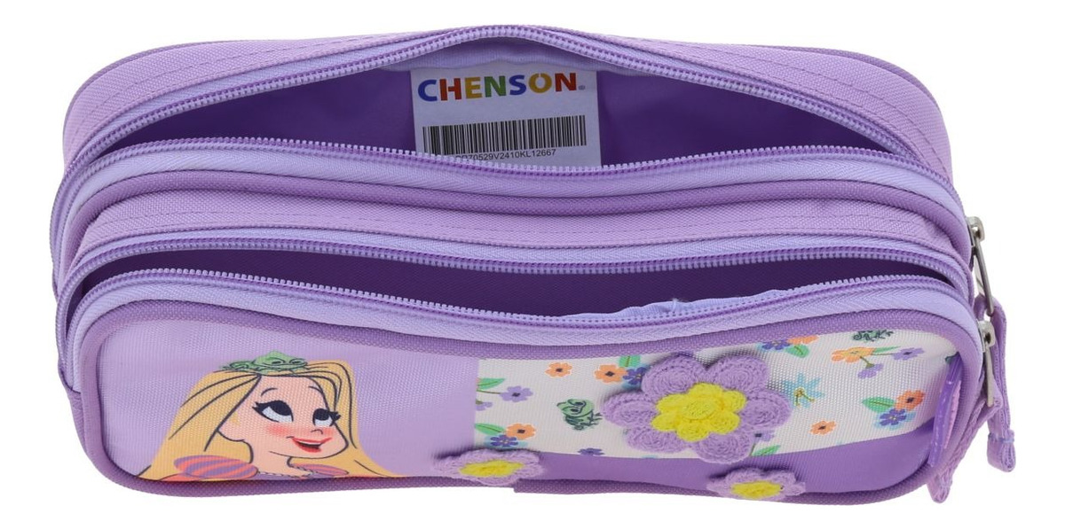 Kit Mochila Lonchera Y Lapicera Chenson Princesas Paski Violeta Pr70527-kc3 Escolar - vista 2