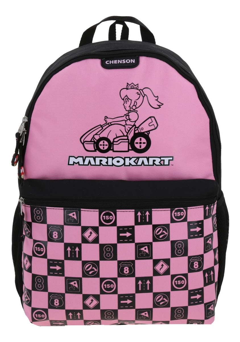 Kit Mochila Lonchera Y Lapicera Chenson Super Mario Peach Gogo Negro Y Rosa Escolar 2