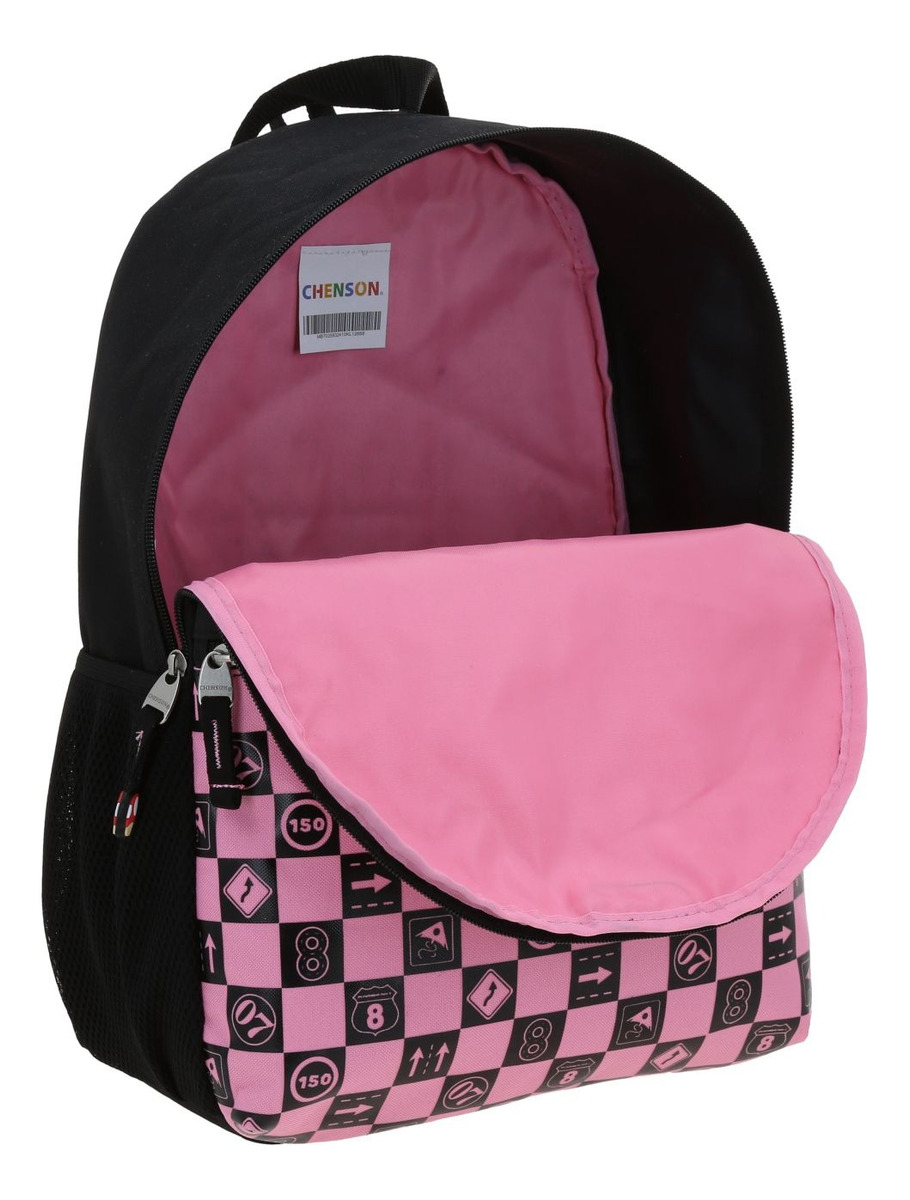 Kit Mochila Lonchera Y Lapicera Chenson Super Mario Peach Gogo Negro Y Rosa Escolar 4