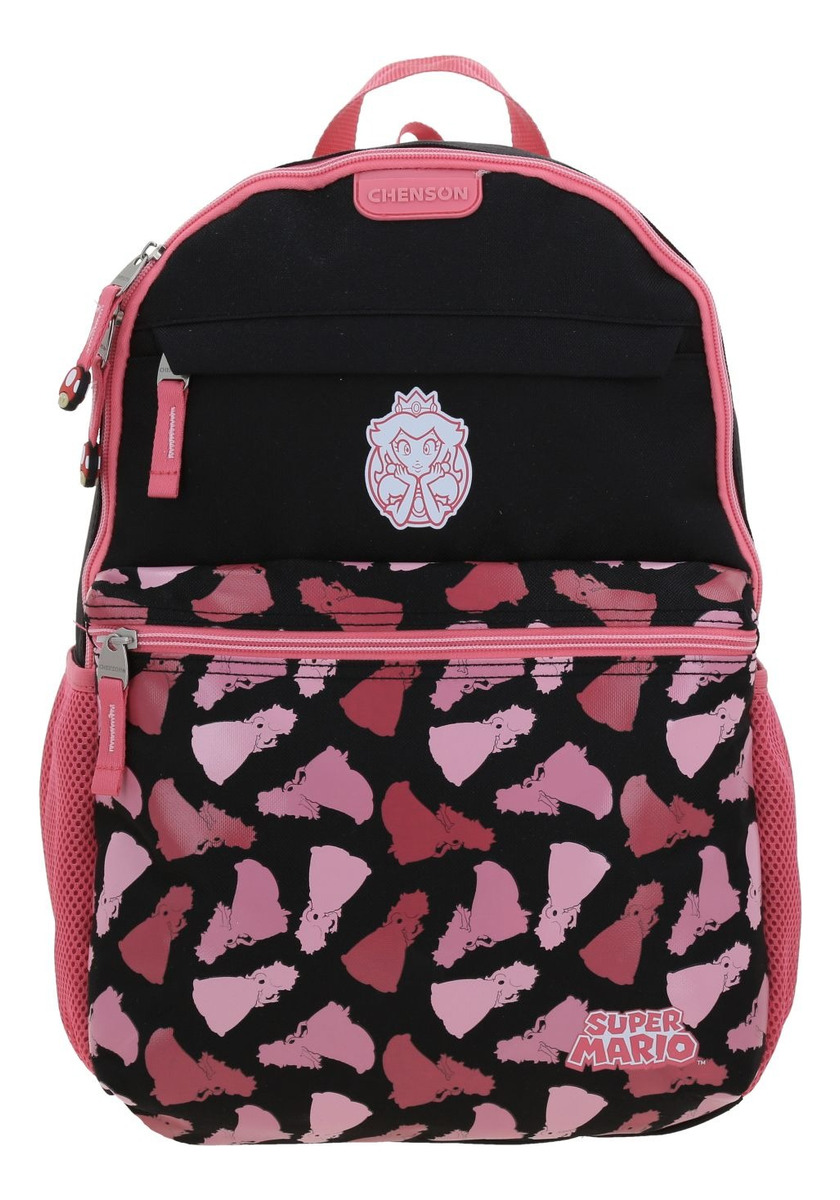 Kit Mochila Lonchera Y Lapicera Chenson Super Mario Tonsker Escolar Negro Y Rosa Ninas Mb70669-kc3 2