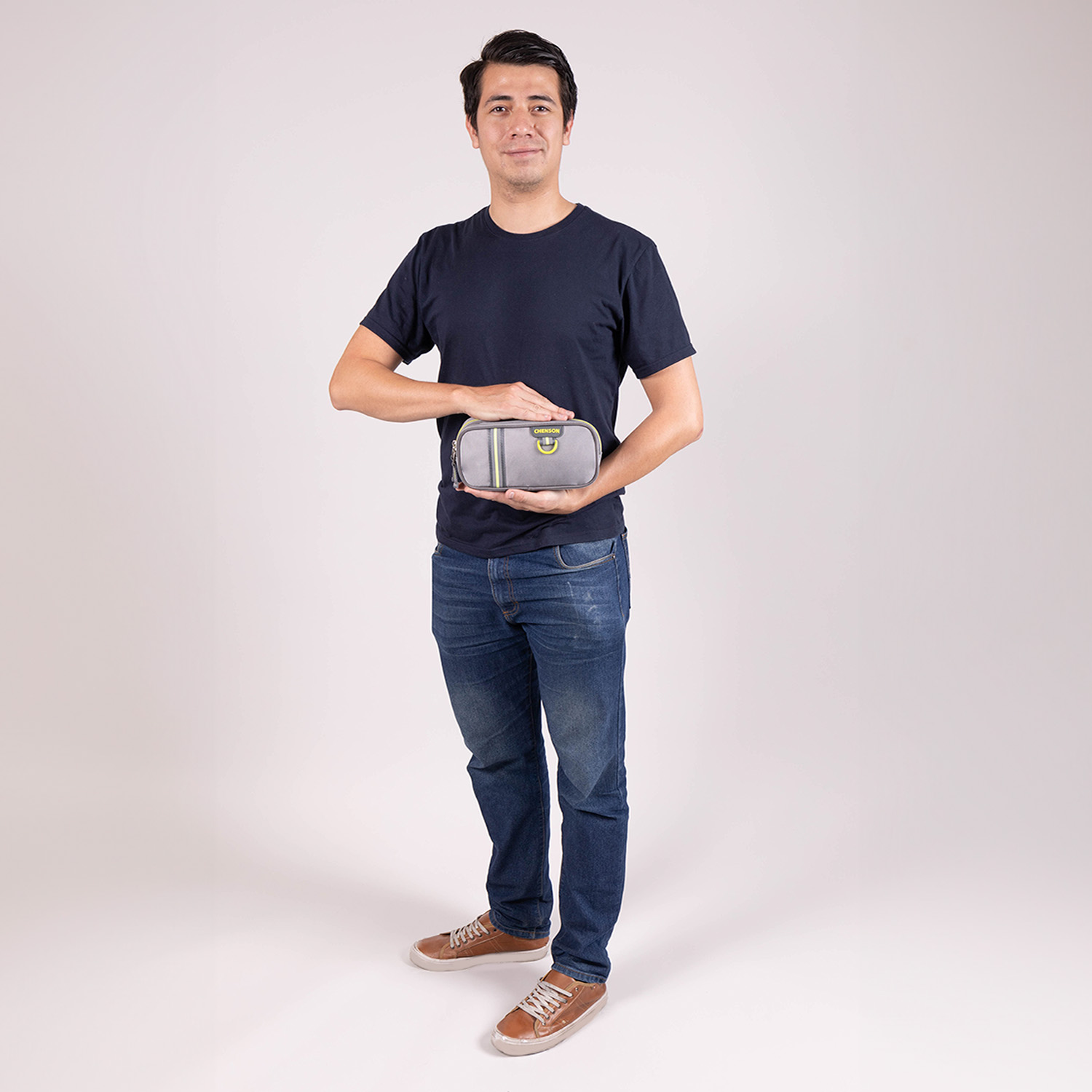 Lapicera Doble Compartimento Chenson Clásico Gris – Estuche Escolar Ideal - vista 2