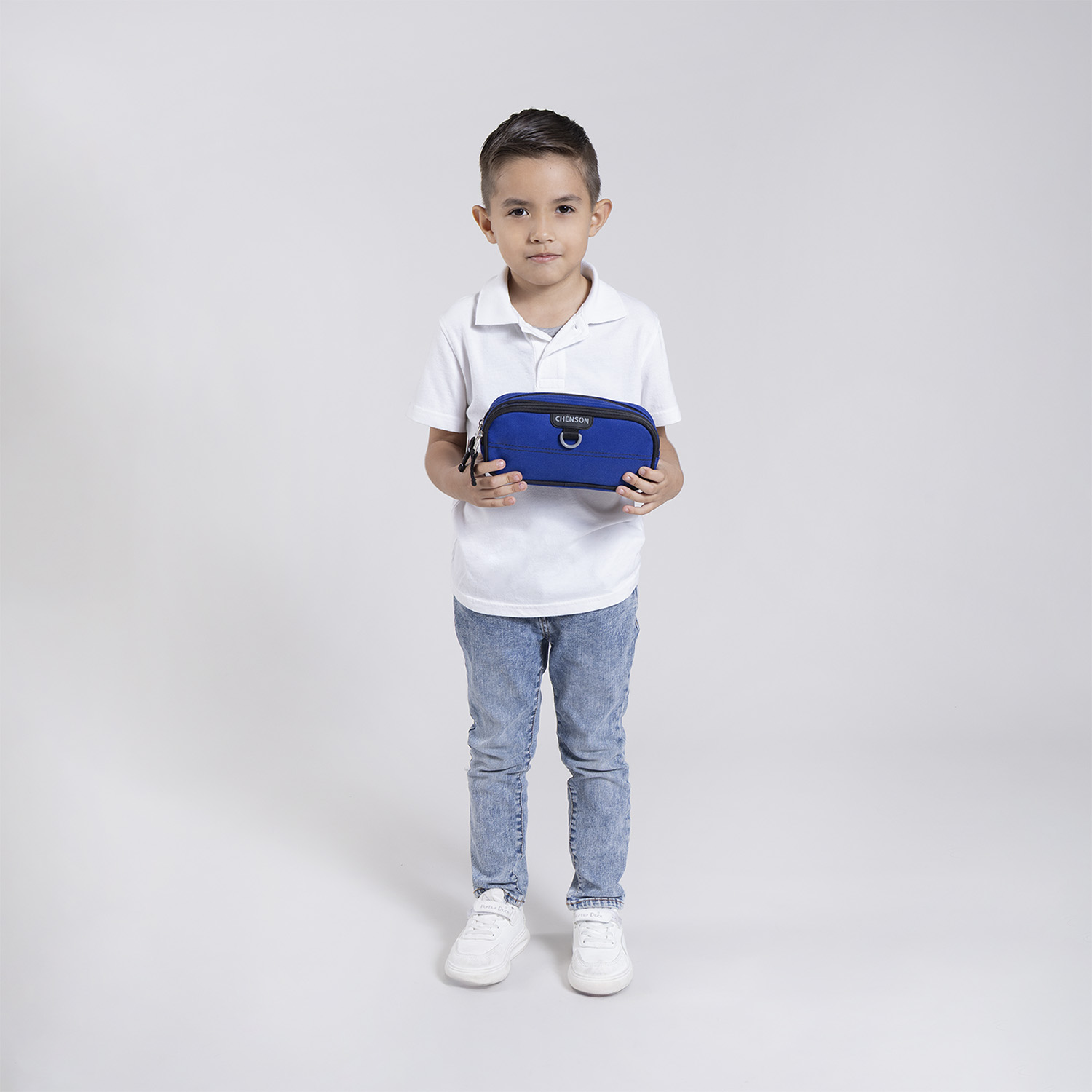 Lapicera escolar azul Chenson Clásico con doble compartimento y cierre - vista 2