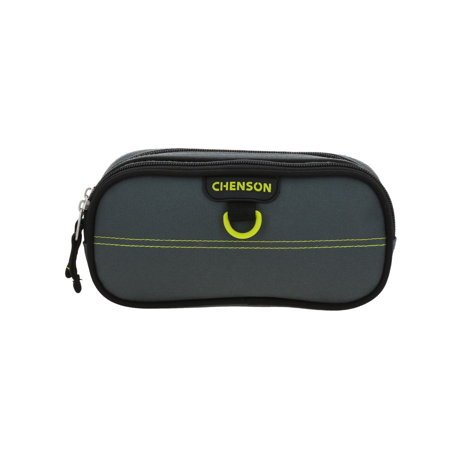 Lapicera escolar Chenson Clásico gris con doble compartimento para organización