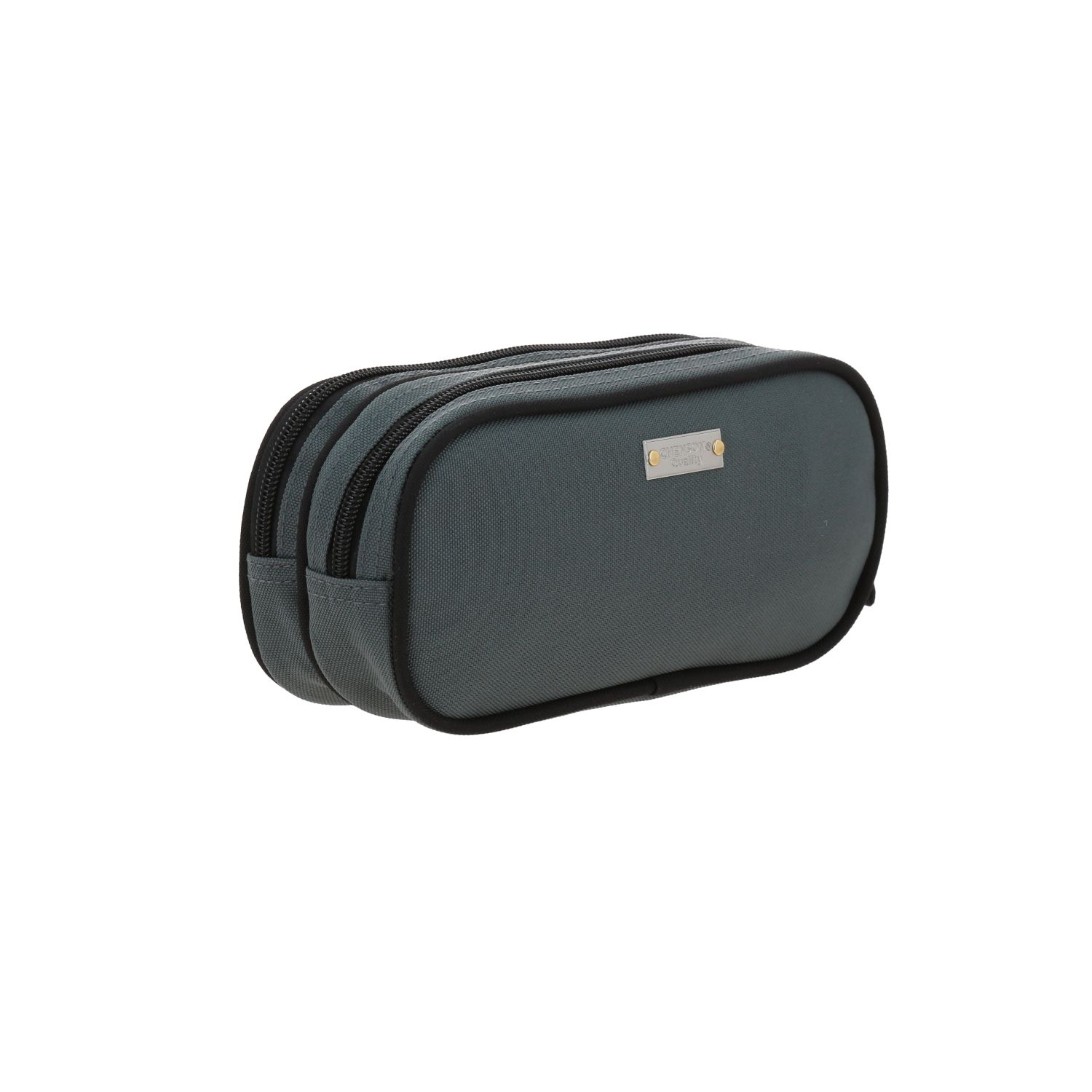 Lapicera escolar Chenson Clásico gris con doble compartimento para organización 3