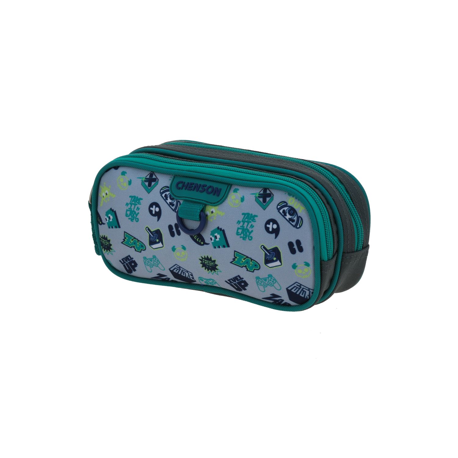 Lapicera escolar Chenson Clásico gris con doble compartimento para primaria 2