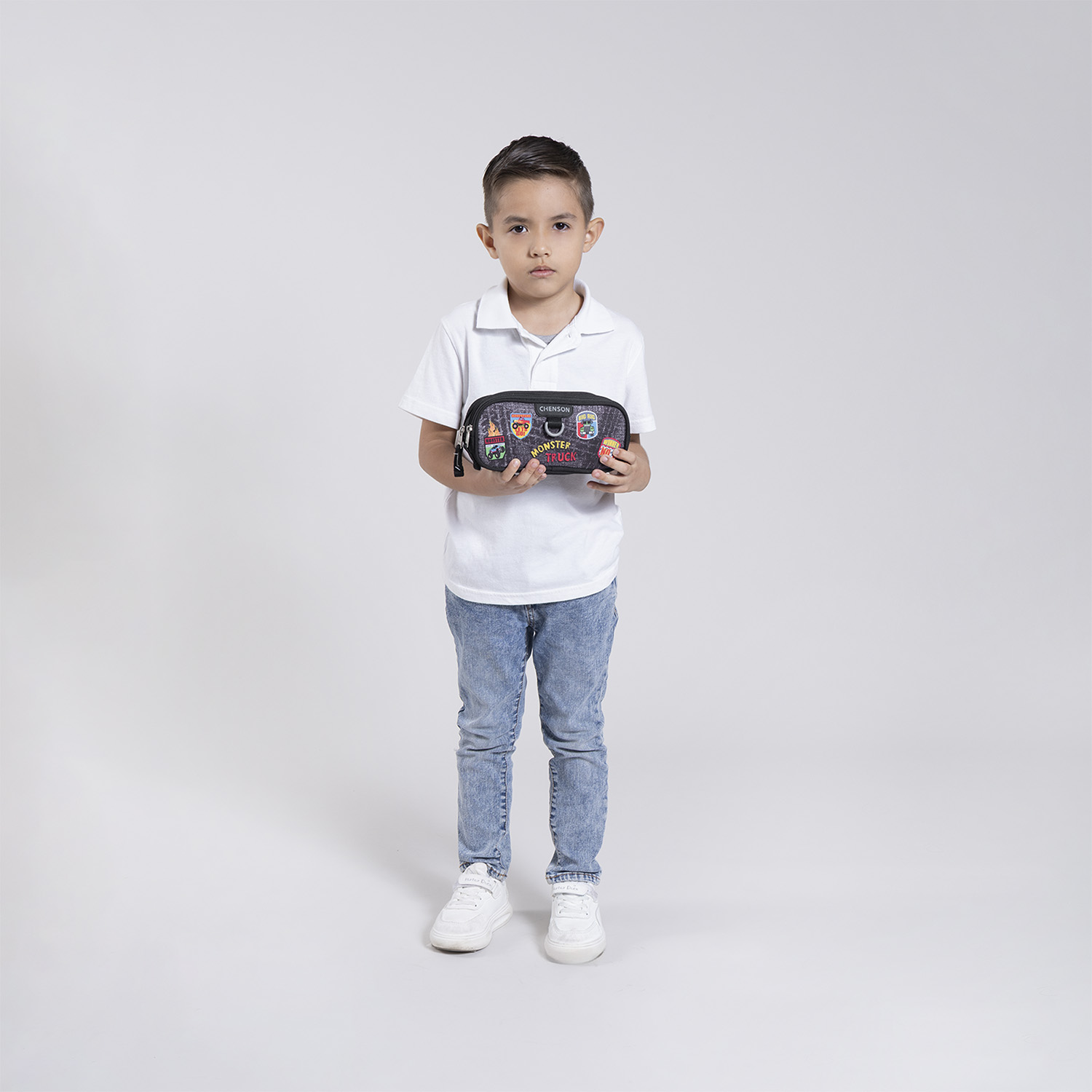 Lapicera escolar Chenson Clásico negra con doble compartimento | Estuche ideal - vista 2