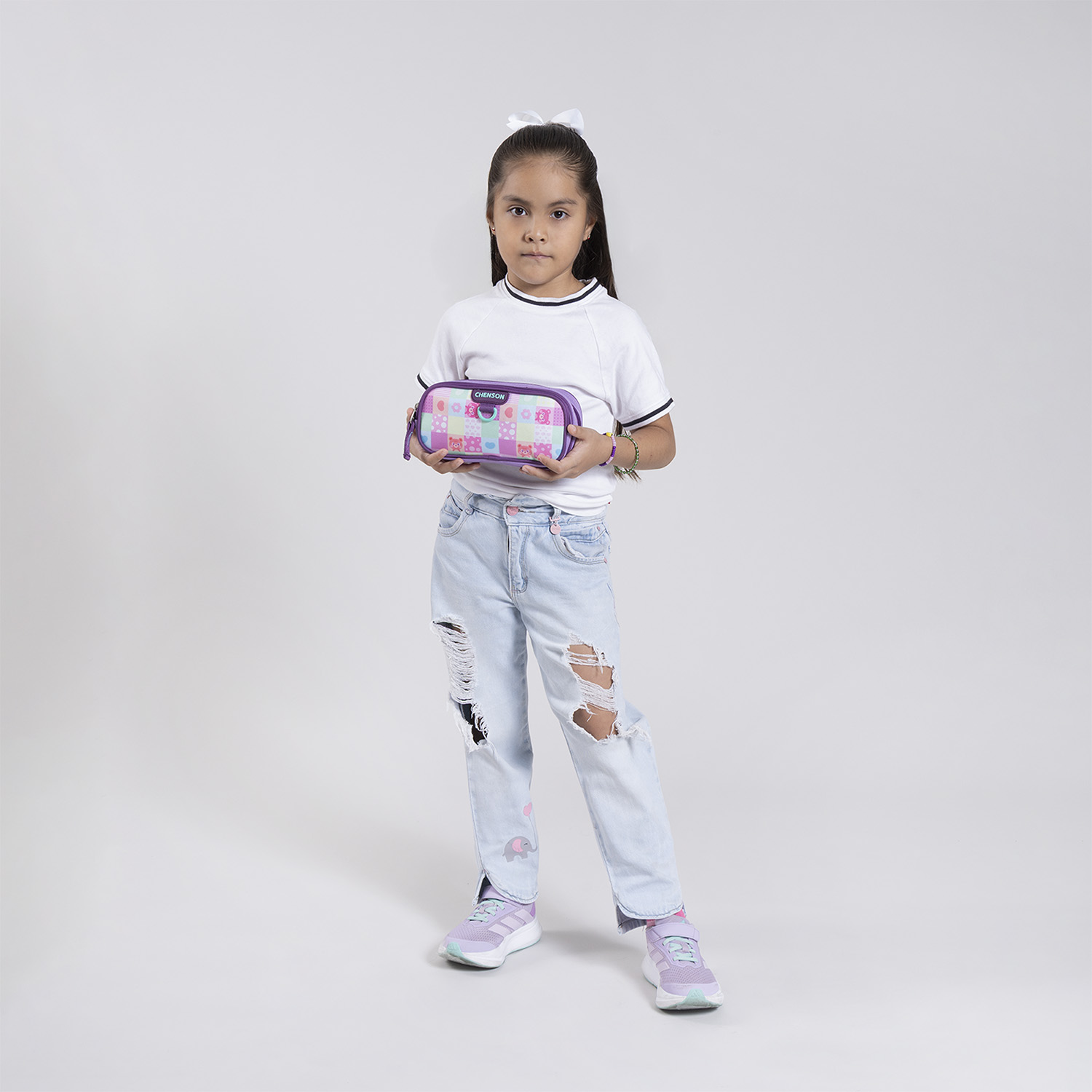 Lapicera escolar Chenson Clásico uva con doble compartimento - vista 2