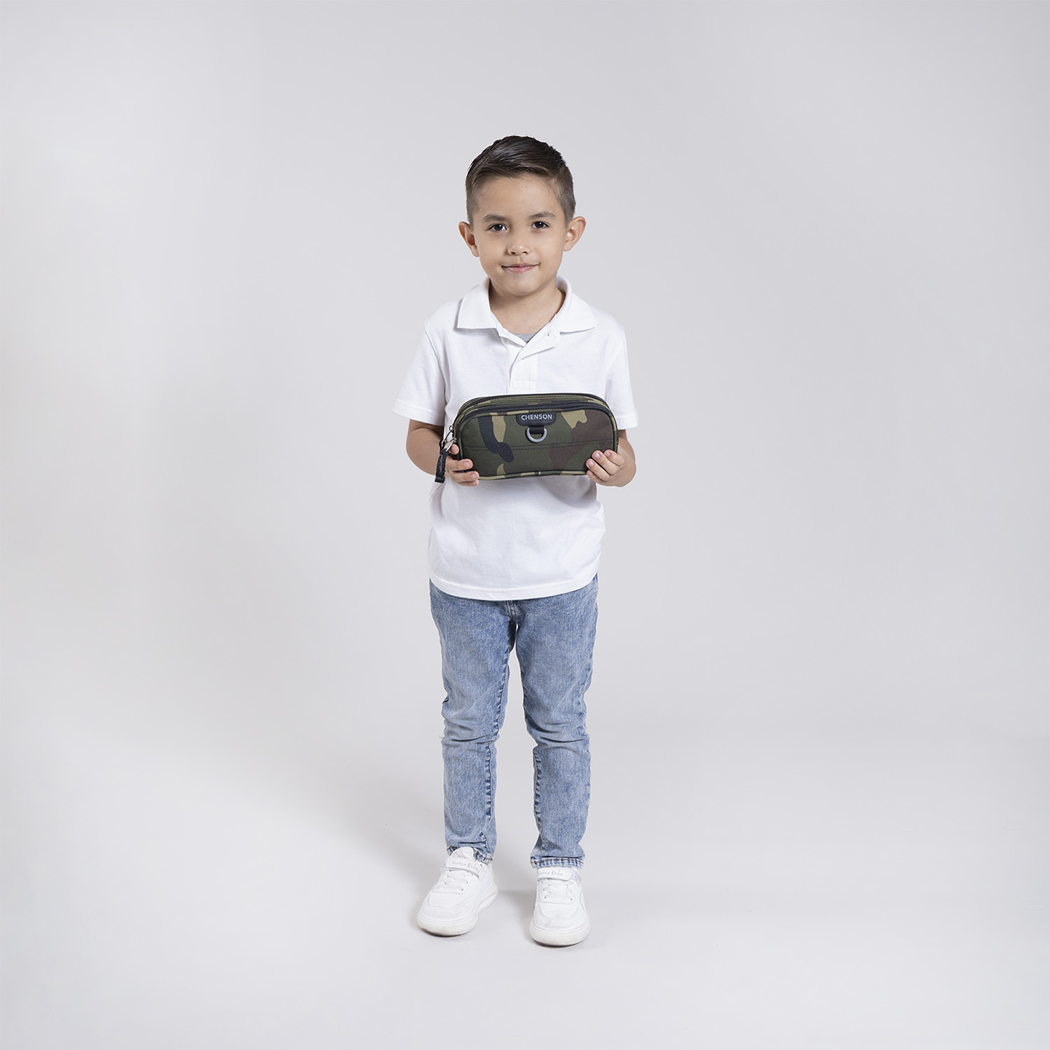 Lapicera escolar Chenson Clásico verde seco con doble compartimento - vista 2