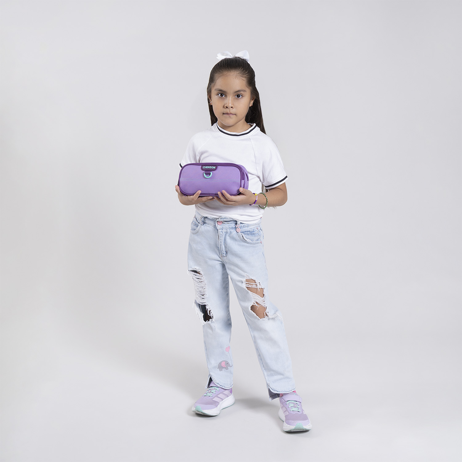 Lapicera escolar Chenson Clásico violeta con doble compartimento - vista 2