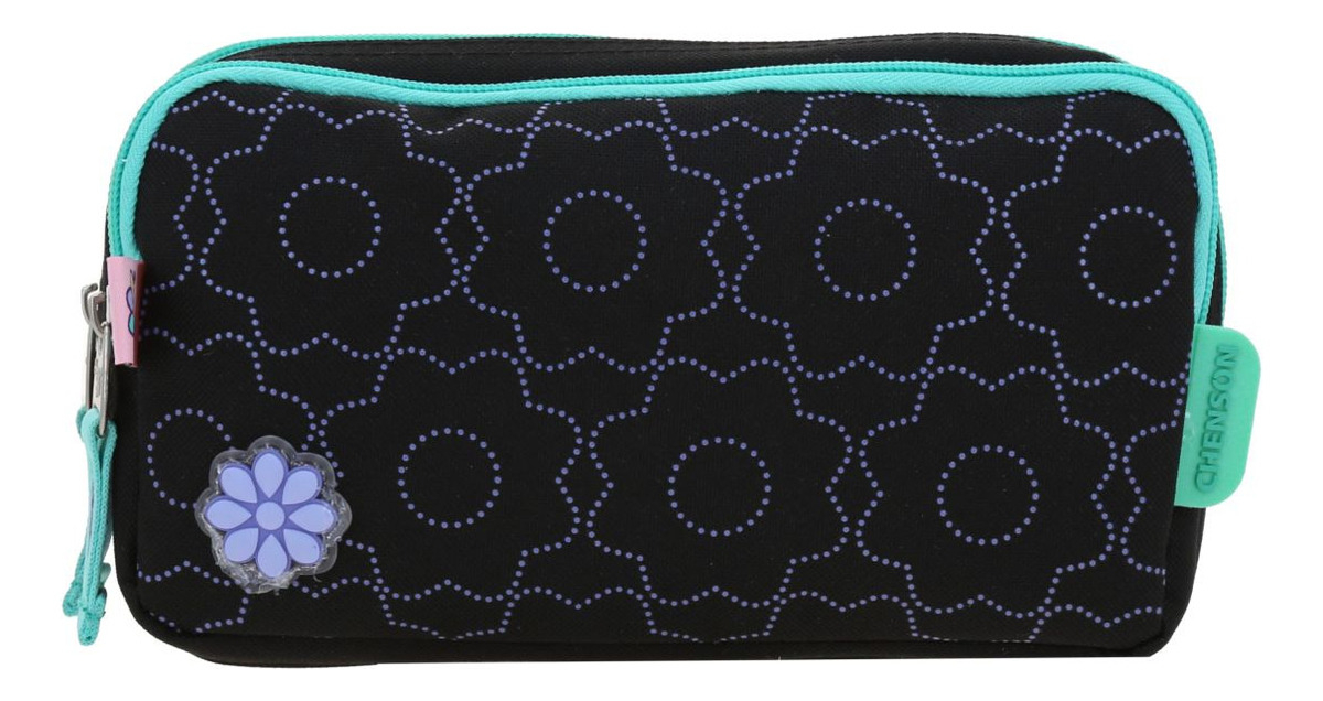 Lapicera Escolar Chenson Happy Girl Cienta Doble Cierre Color Negro Liso