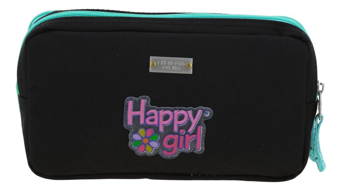 Lapicera Escolar Chenson Happy Girl Cienta Doble Cierre Color Negro Liso 2