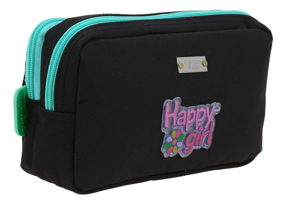 Lapicera Escolar Chenson Happy Girl Cienta Doble Cierre Color Negro Liso - vista 2