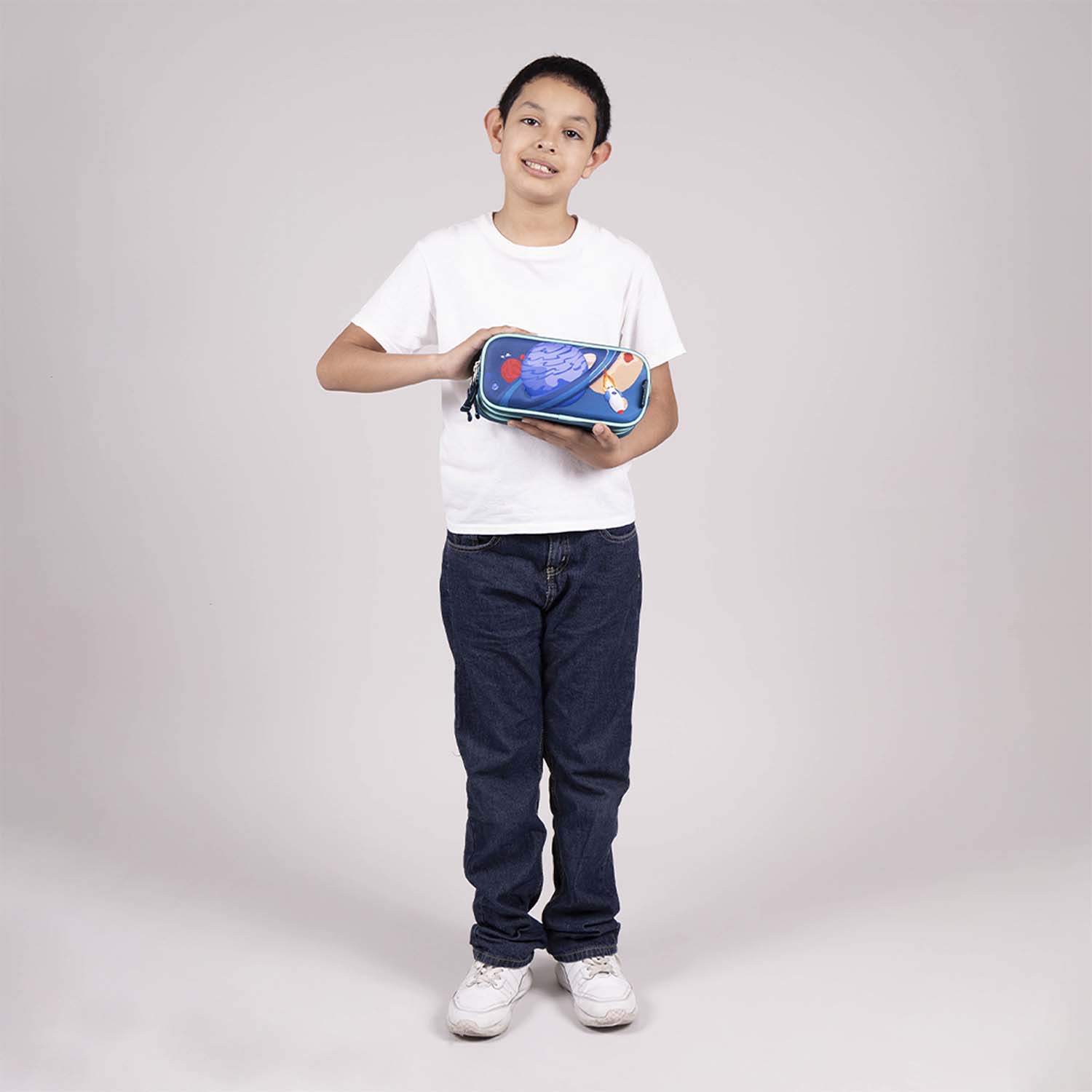 Lapicera escolar Chenson Original azul con triple compartimento - vista 2