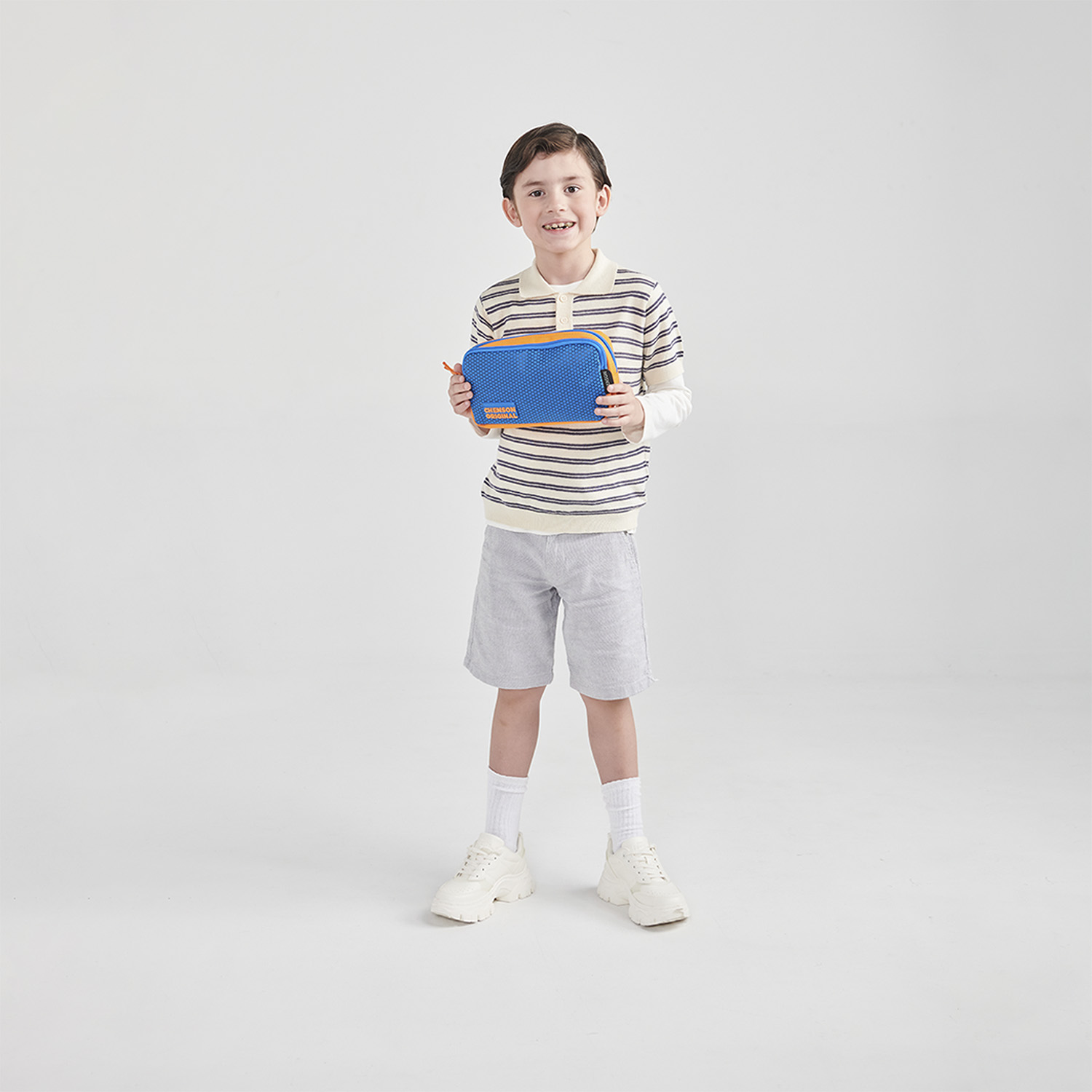 Lapicera escolar Chenson Original naranja con doble compartimento - vista 2