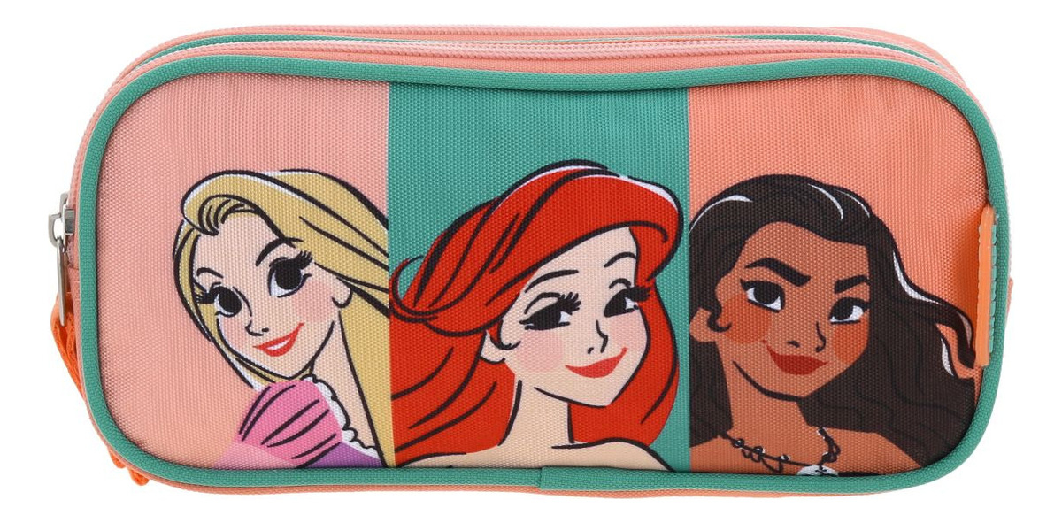 Lapicera Escolar Chenson Princesas Triunv Niñas Doble Cierre Color Coral Lisa