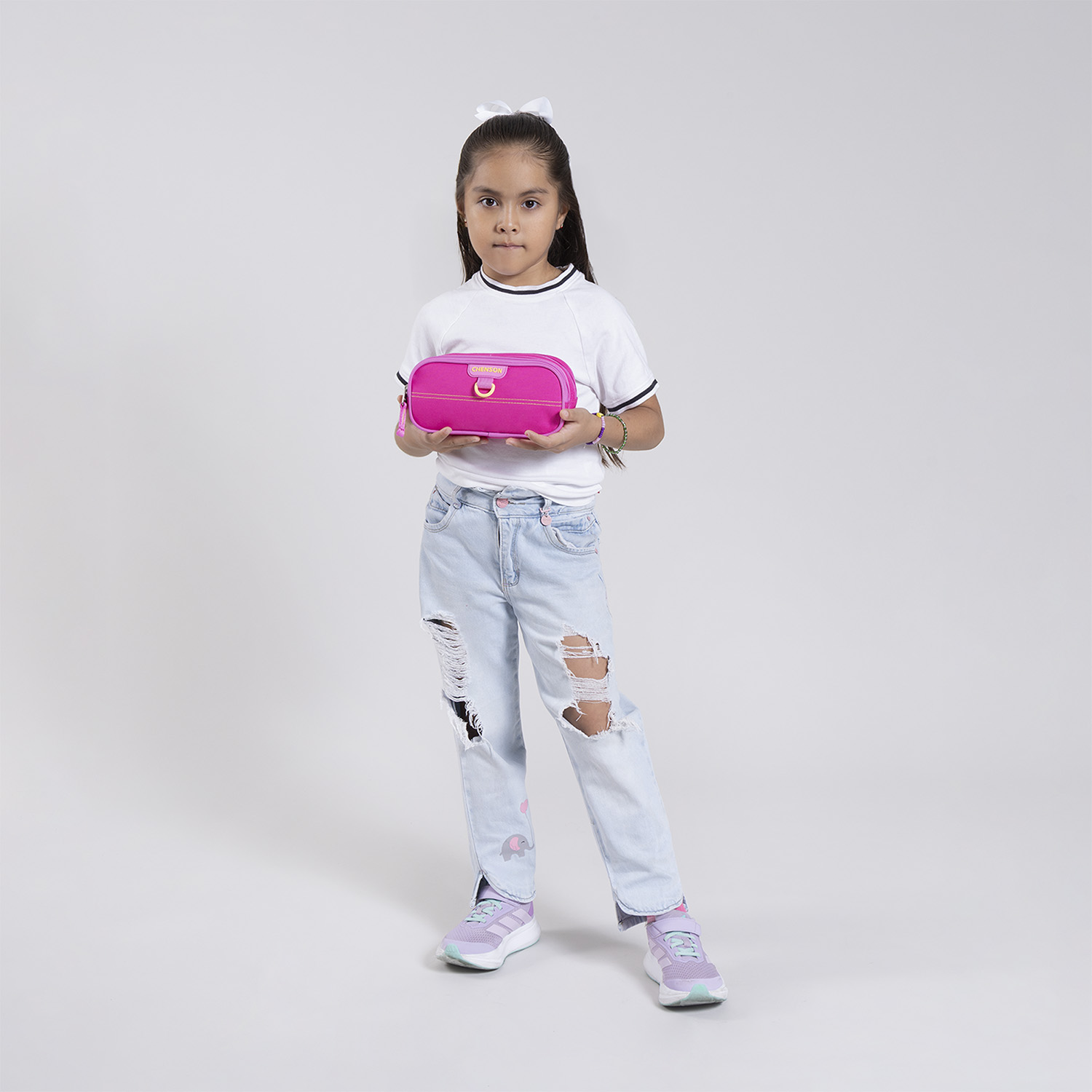 Lapicera escolar fucsia Chenson Clásico con doble compartimento - vista 2