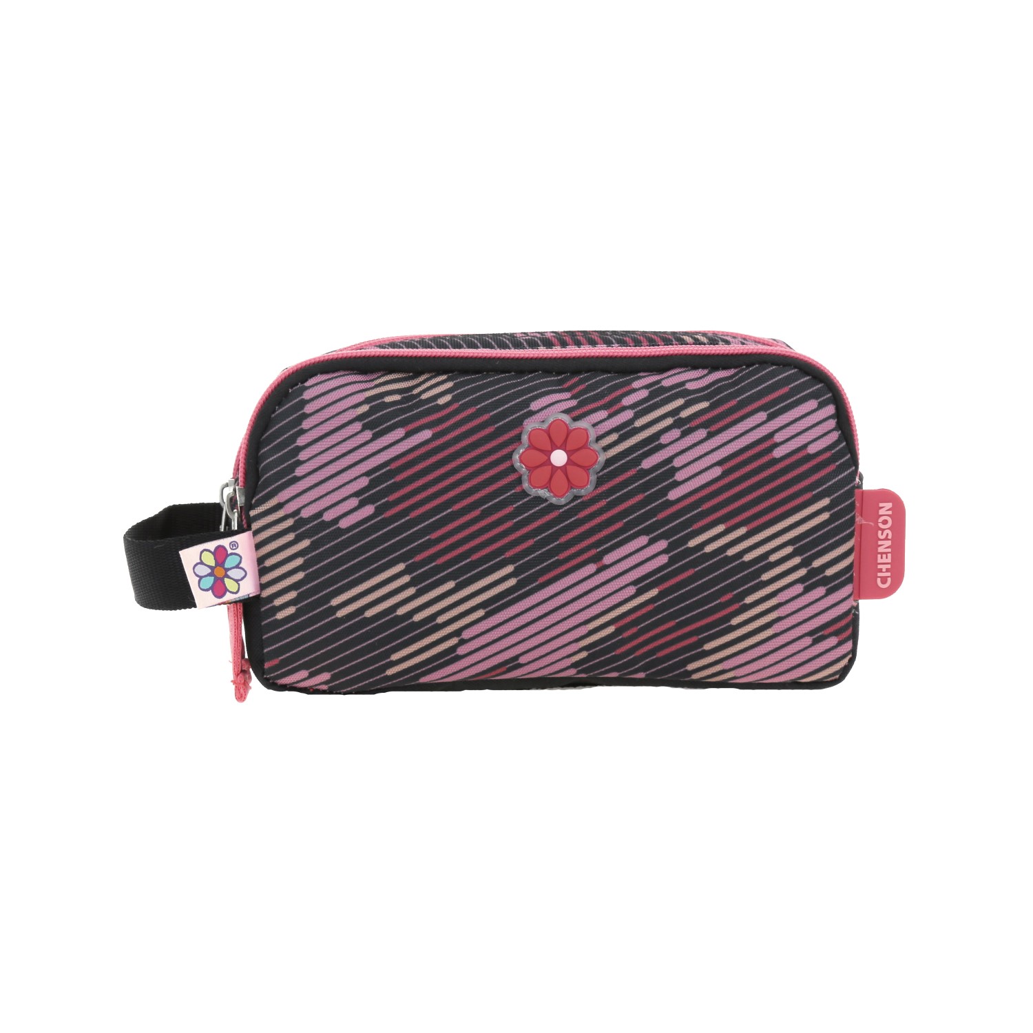 Lapicera escolar Happy Girl by Chenson negra con doble compartimento