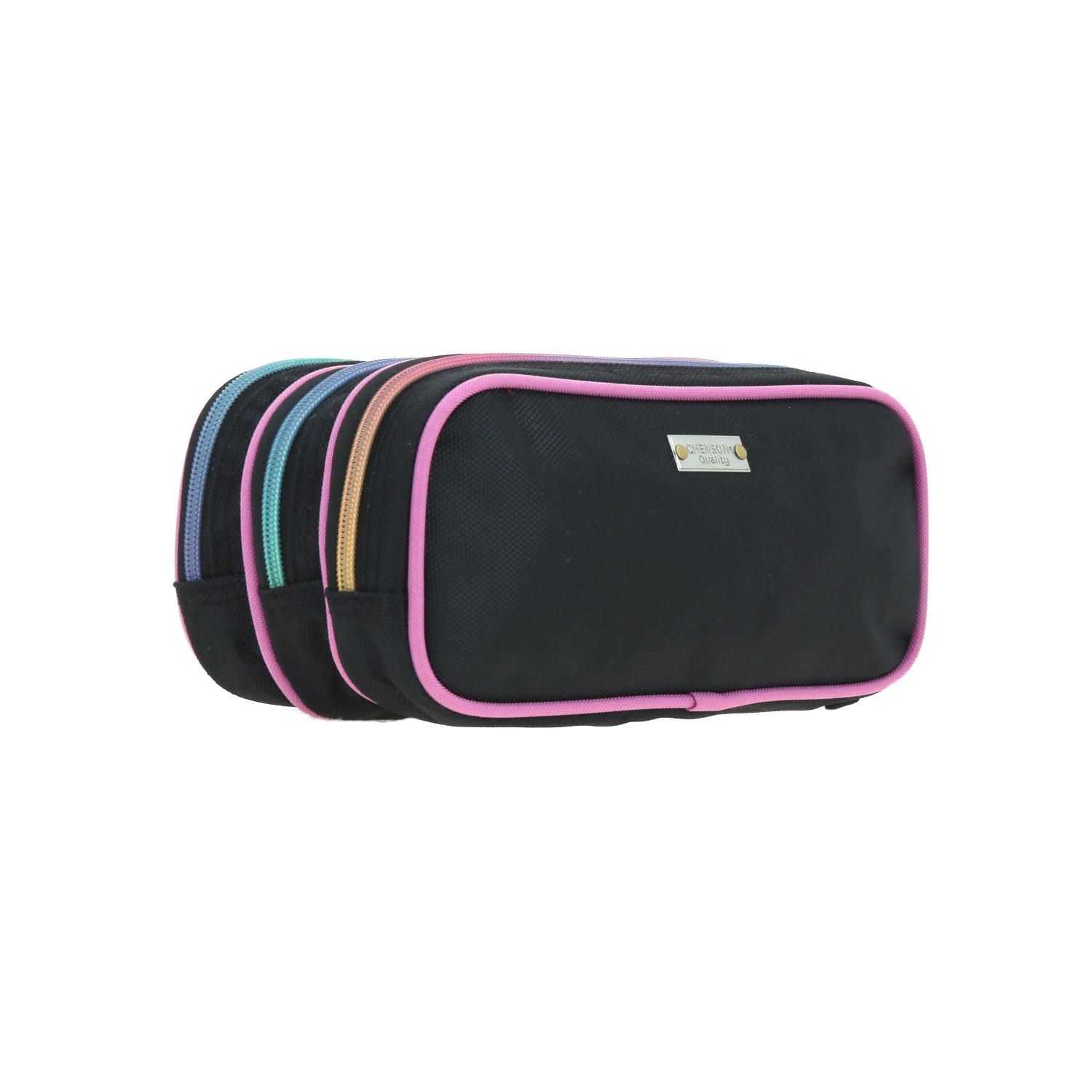 Lapicera escolar Happy Girl by Chenson negra con triple compartimento 3