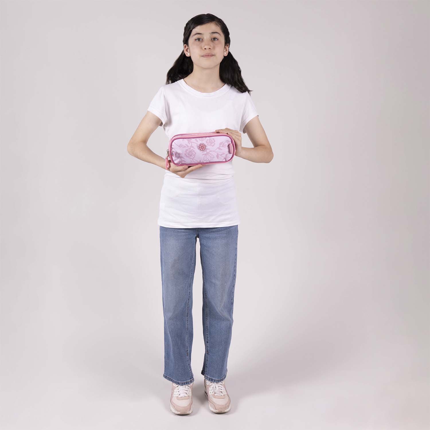 Lapicera escolar Happy Girl by Chenson rosa con doble compartimento - vista 2