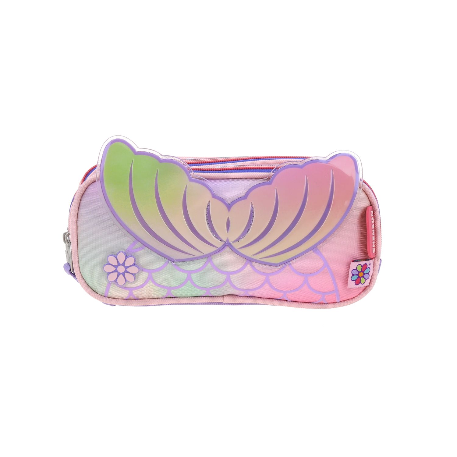 Lapicera escolar Happy Girl iridiscente con triple compartimento para niña