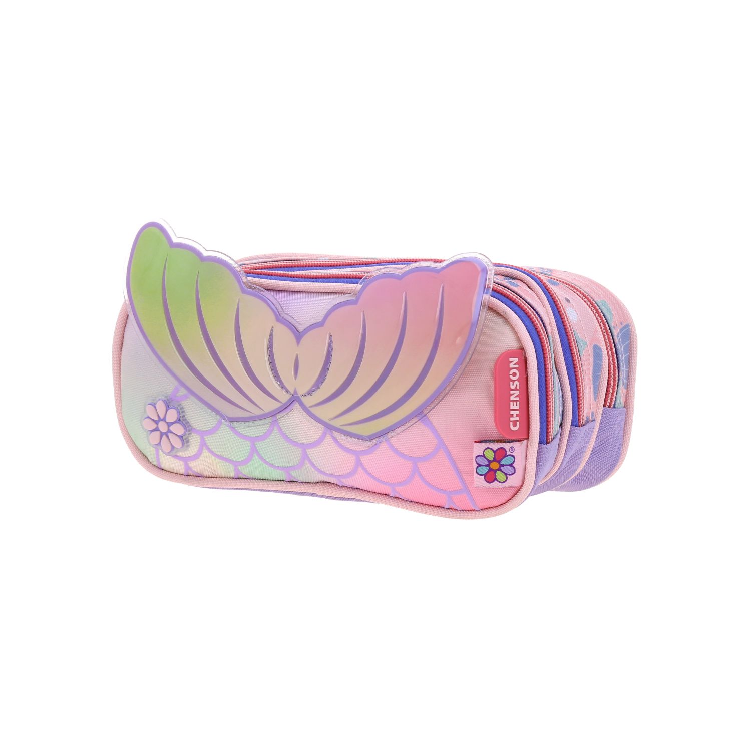 Lapicera escolar Happy Girl iridiscente con triple compartimento para niña 2