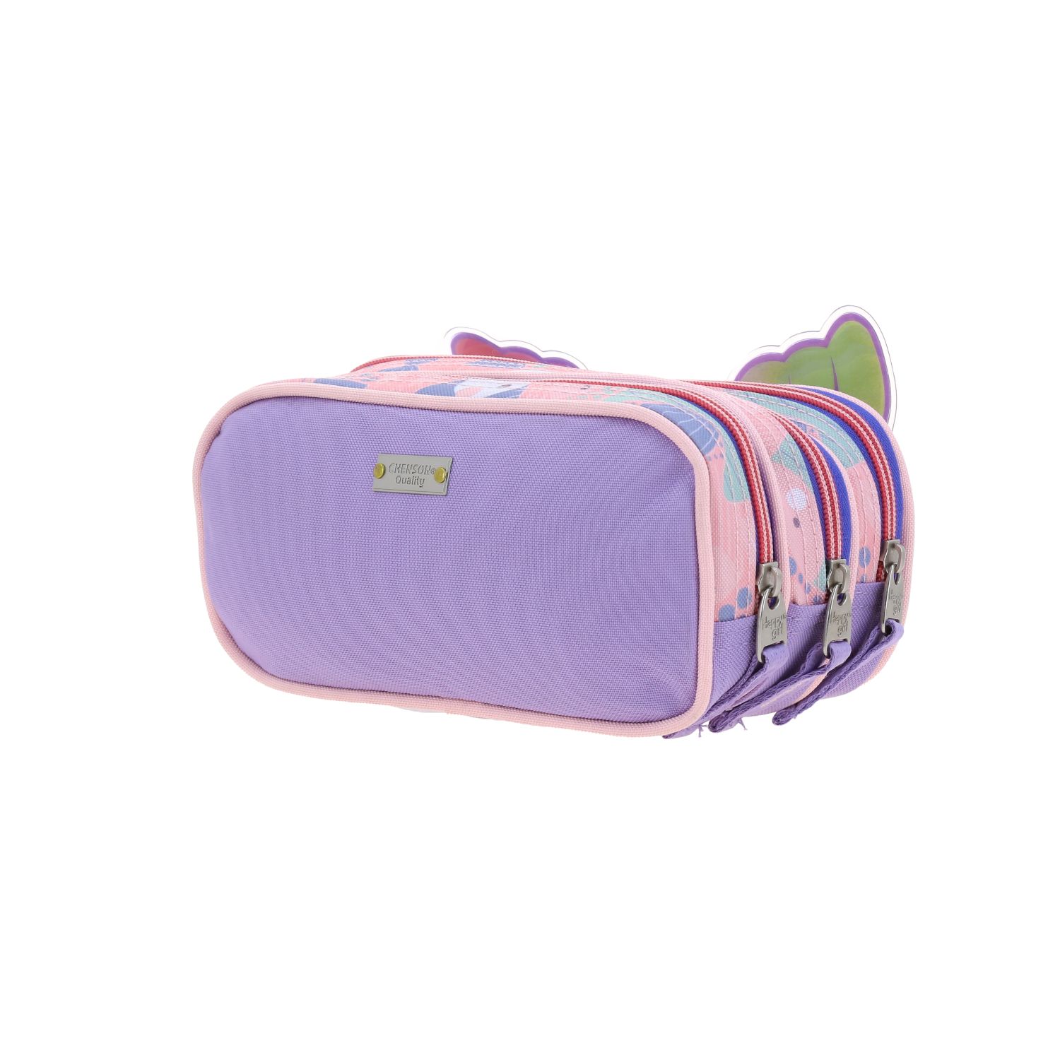 Lapicera escolar Happy Girl iridiscente con triple compartimento para niña 5