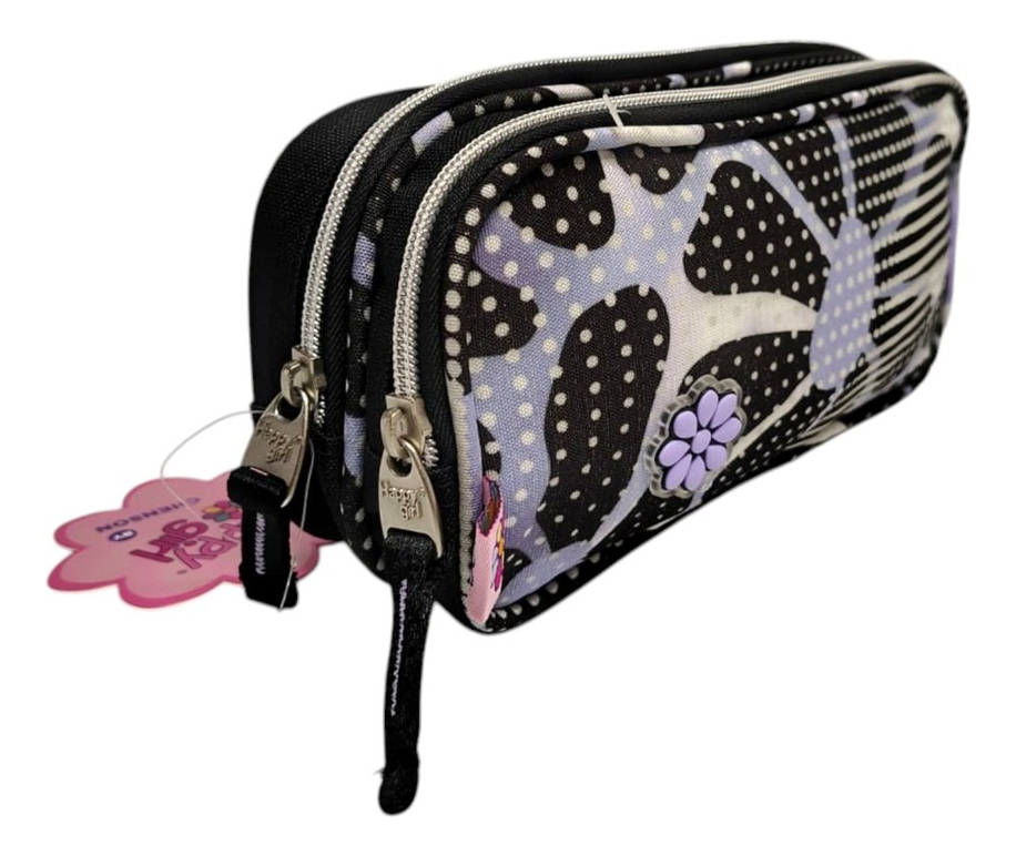 Lapicera Escolar Happy Girl Quiz Hg70570-3 Color Negro Flores 2