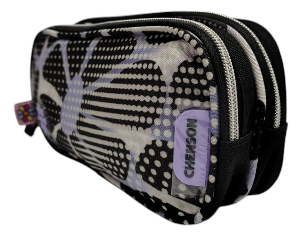 Lapicera Escolar Happy Girl Quiz Hg70570-3 Color Negro Flores 3