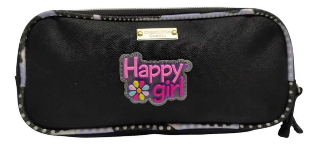 Lapicera Escolar Happy Girl Quiz Hg70570-3 Color Negro Flores - vista 2