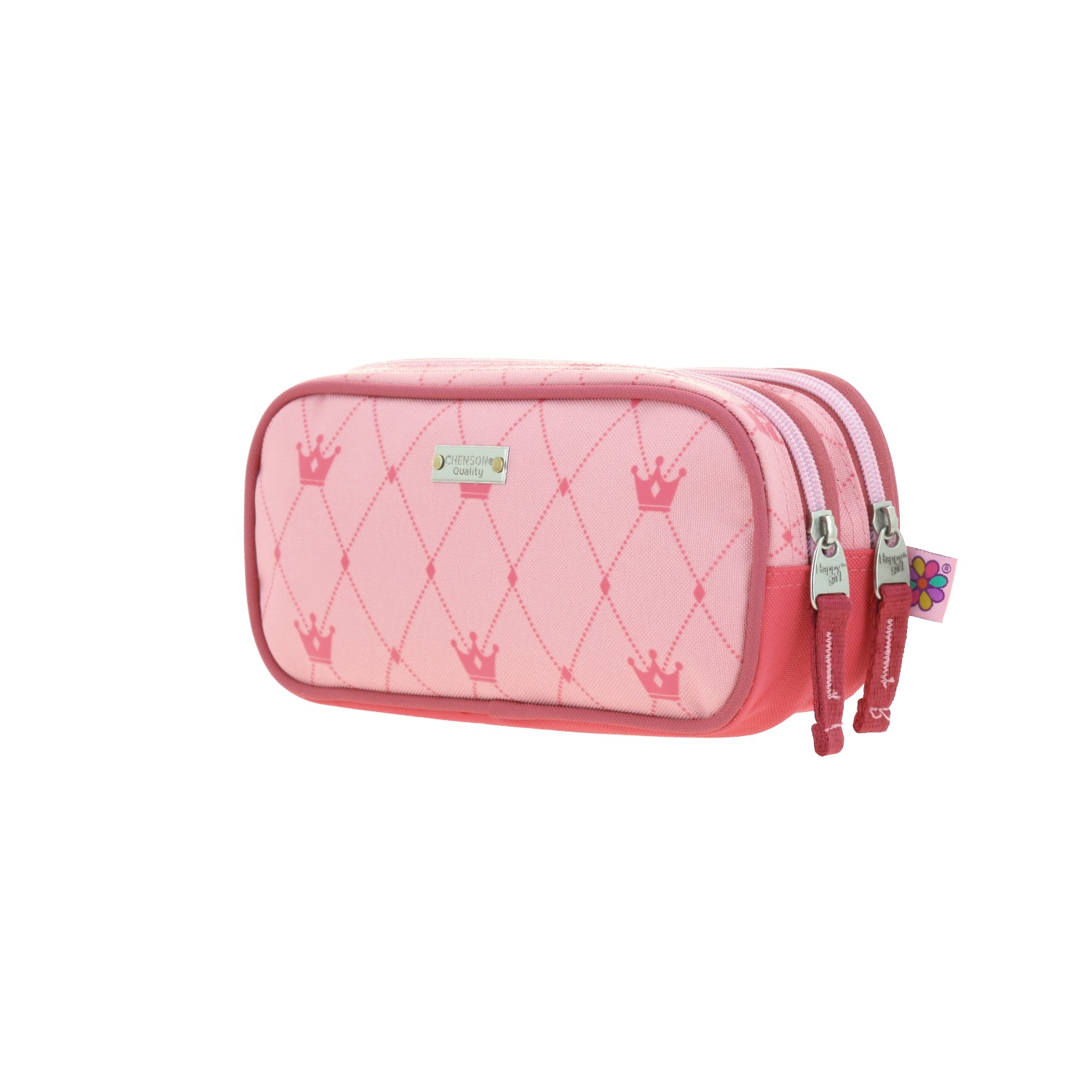 Lapicera escolar Happy Girl rosa con doble compartimento para niña 5