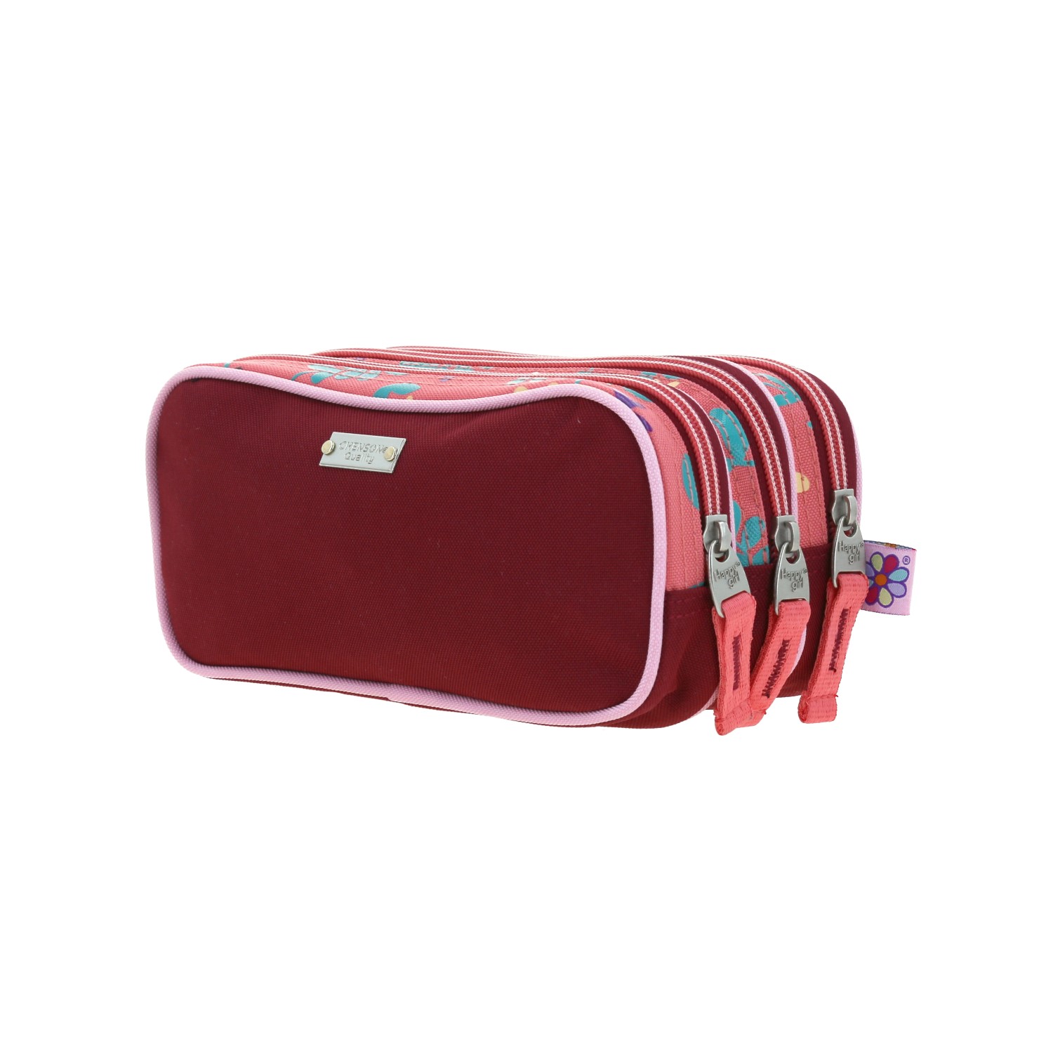Lapicera escolar Happy Girl rosa para niña con triple compartimento 5