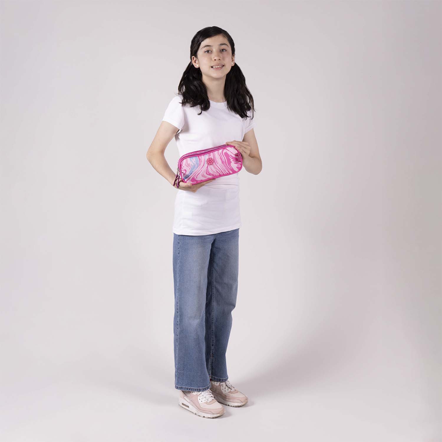 Lapicera escolar Happy Girl Rosa para niña – Estuche con doble compartimento - vista 2